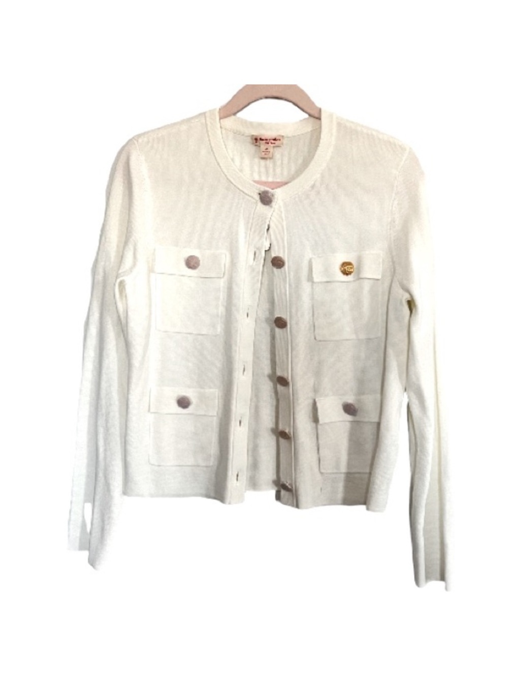 Brooks Brothers Cream Button Pocket Cardigan